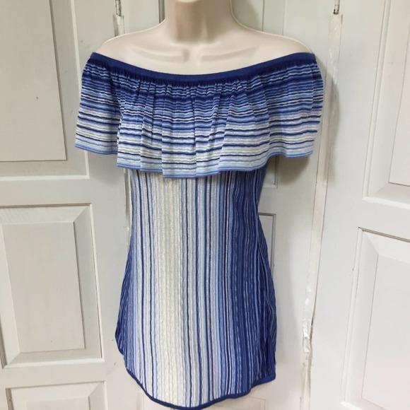 White House Black Market Blue and Silver Blouse - Picture 7 of 16